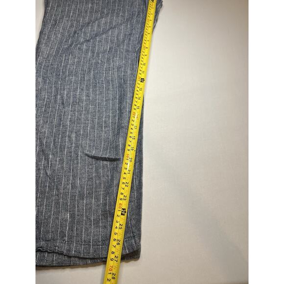 Zac & Rachel Linen Blend Lounge Crop Pants With Pockets Denim Color Sz Large - Picture 4 of 8